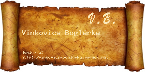 Vinkovics Boglárka névjegykártya