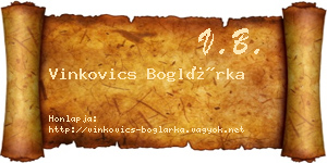 Vinkovics Boglárka névjegykártya